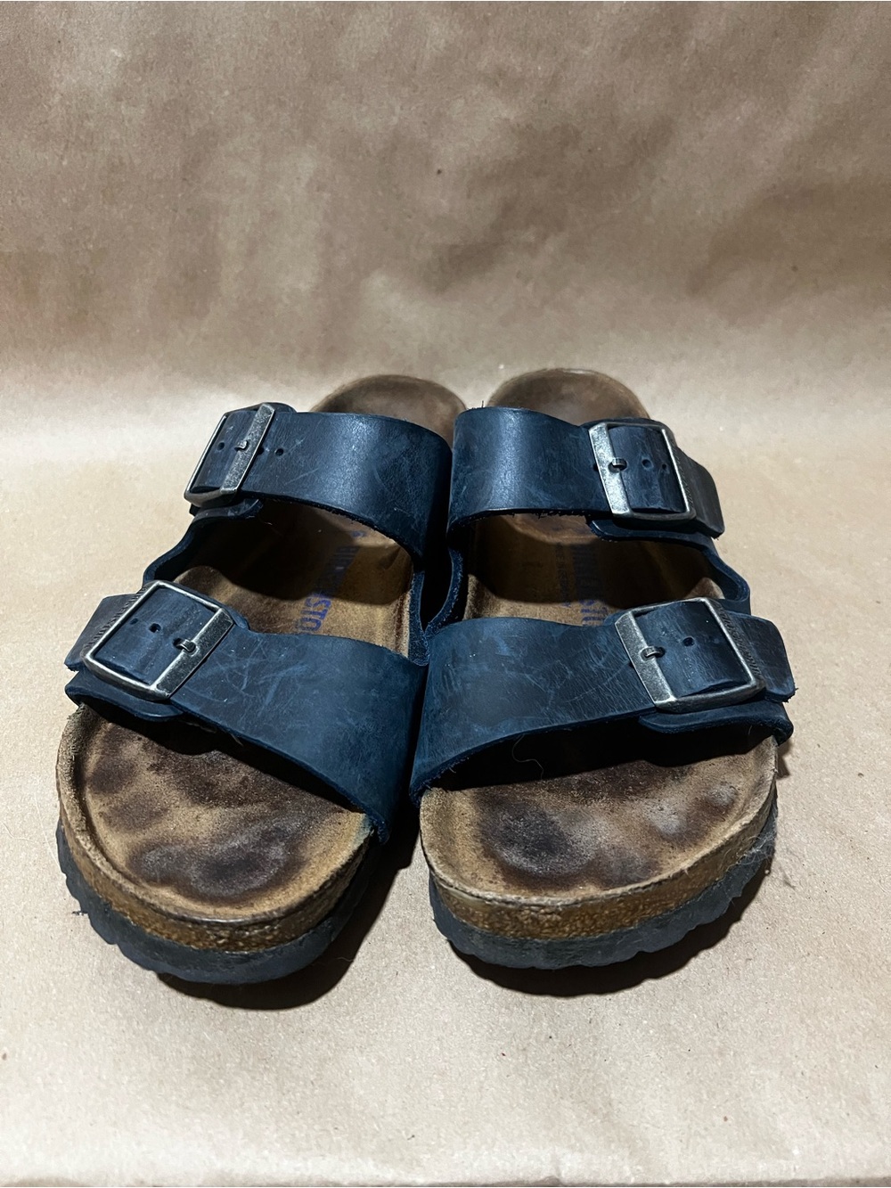 Women’s Navy Birkenstock Two-Straps Slide Sandals